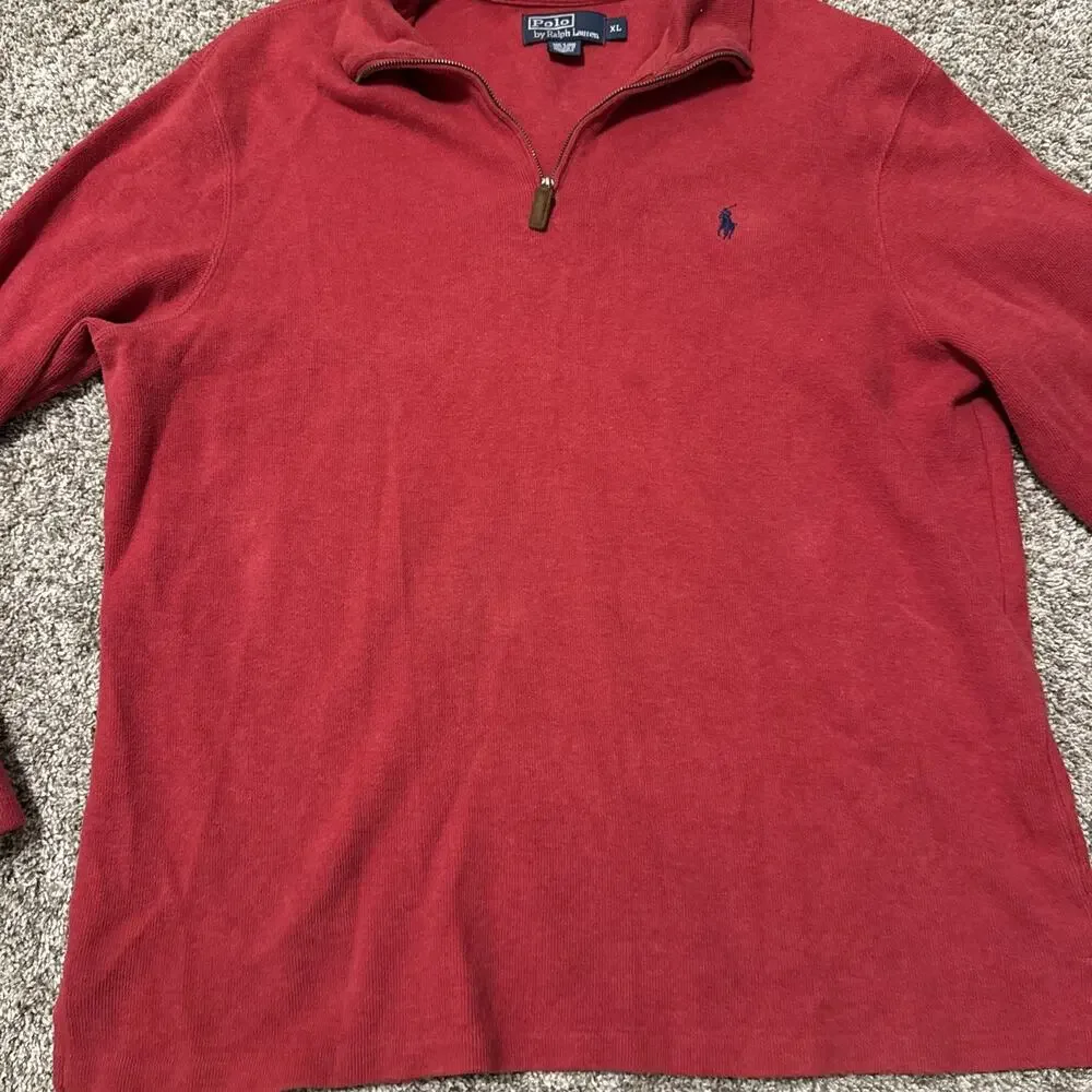 Polo Ralph Lauren Red Quarter 1/4 Zip Pullover Sweater Pony Logo Men’s Size XL